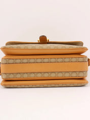 Macadam Pattern Logo Plate Shoulder Bag, Beige