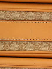 Macadam Pattern Logo Plate Shoulder Bag, Beige