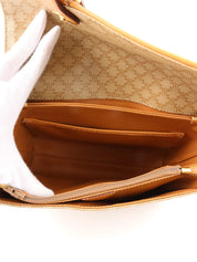 Macadam Pattern Logo Plate Shoulder Bag, Beige