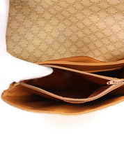 Macadam Pattern Logo Plate Shoulder Bag, Beige