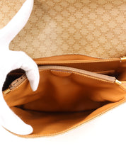 Macadam Pattern Logo Plate Shoulder Bag, Beige