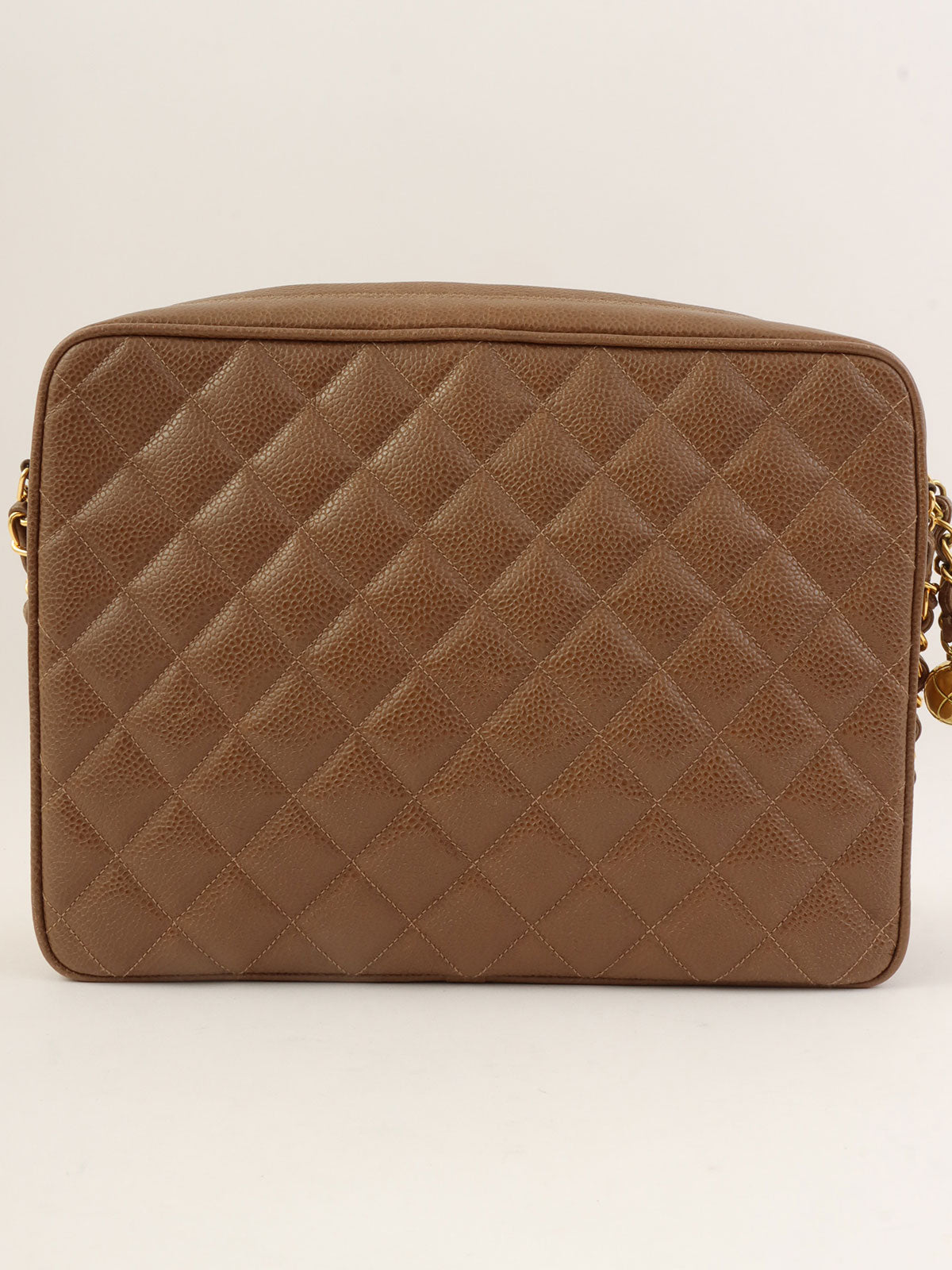 1995年頃 キャビアスキンCCターンロックチェーンショルダーバッグ ブラウン