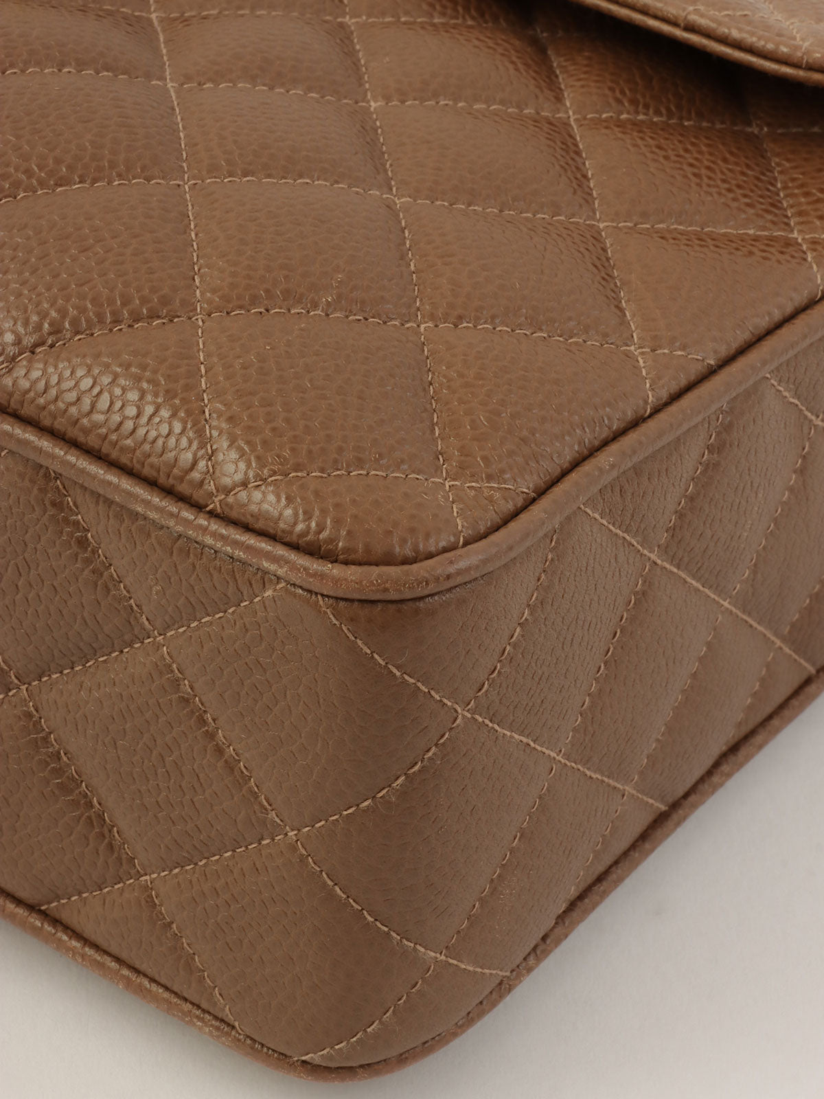 1995年頃製 キャビアスキンCCターンロックチェーンショルダーバッグ ブラウン