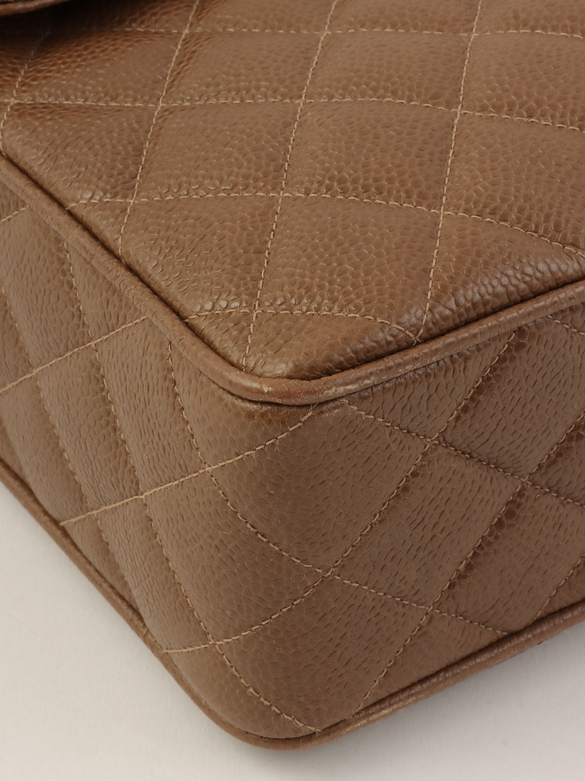 1995年頃 キャビアスキンCCターンロックチェーンショルダーバッグ ブラウン