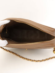 1995年頃 キャビアスキンCCターンロックチェーンショルダーバッグ ブラウン