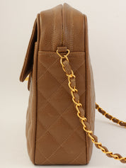 1995年頃製 キャビアスキンCCターンロックチェーンショルダーバッグ ブラウン