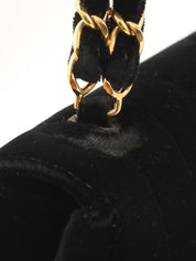 1995年頃製 ベルベットマドモアゼルステッチCCターンロックチェーンハンドバッグ ブラック