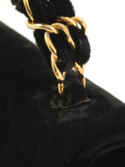 1995年頃製 ベルベットマドモアゼルステッチCCターンロックチェーンハンドバッグ ブラック