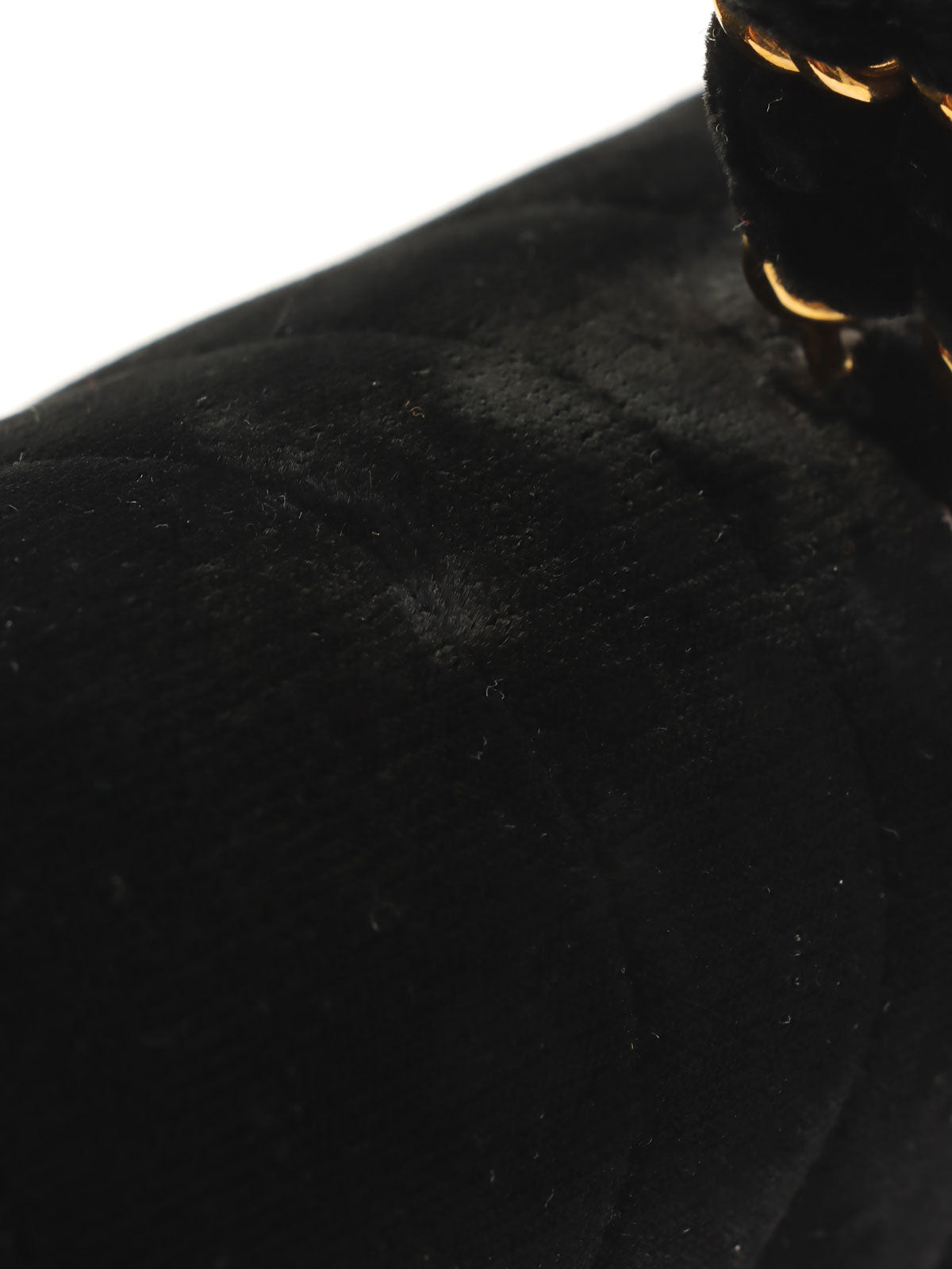 1995年頃製 ベルベットマドモアゼルステッチCCターンロックチェーンハンドバッグ ブラック