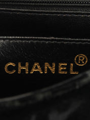 1995年頃製 ベルベットマドモアゼルステッチCCターンロックチェーンハンドバッグ ブラック