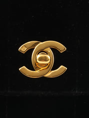 1995年頃製 ベルベットマドモアゼルステッチCCターンロックチェーンハンドバッグ ブラック