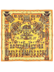 カレ90 Astres Et Soleilsパターンスカーフ イエロー/マルチ