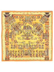 カレ90 Astres Et Soleilsパターンスカーフ イエロー/マルチ