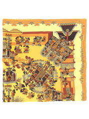 カレ90 Astres Et Soleilsパターンスカーフ イエロー/マルチ