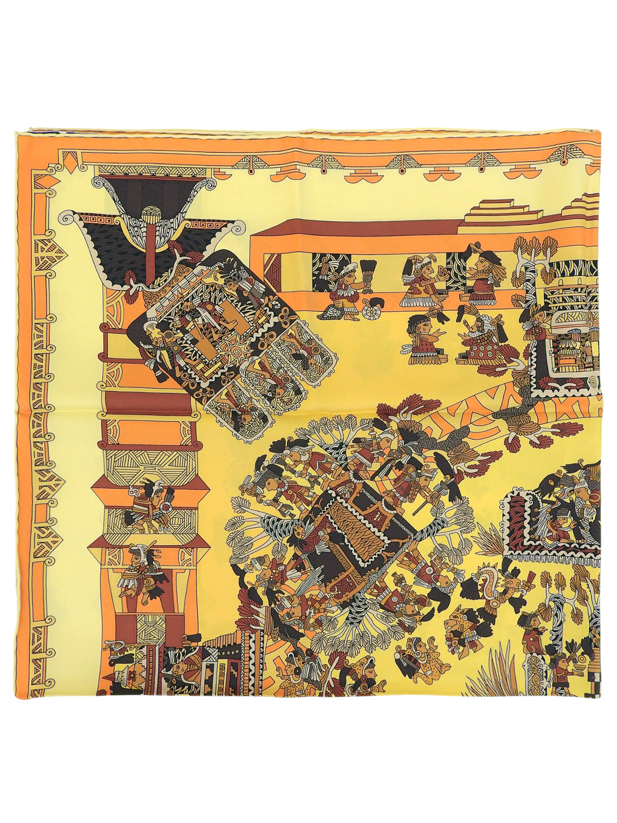 カレ90 Astres Et Soleilsパターンスカーフ イエロー/マルチ