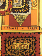 カレ90 Astres Et Soleilsパターンスカーフ イエロー/マルチ