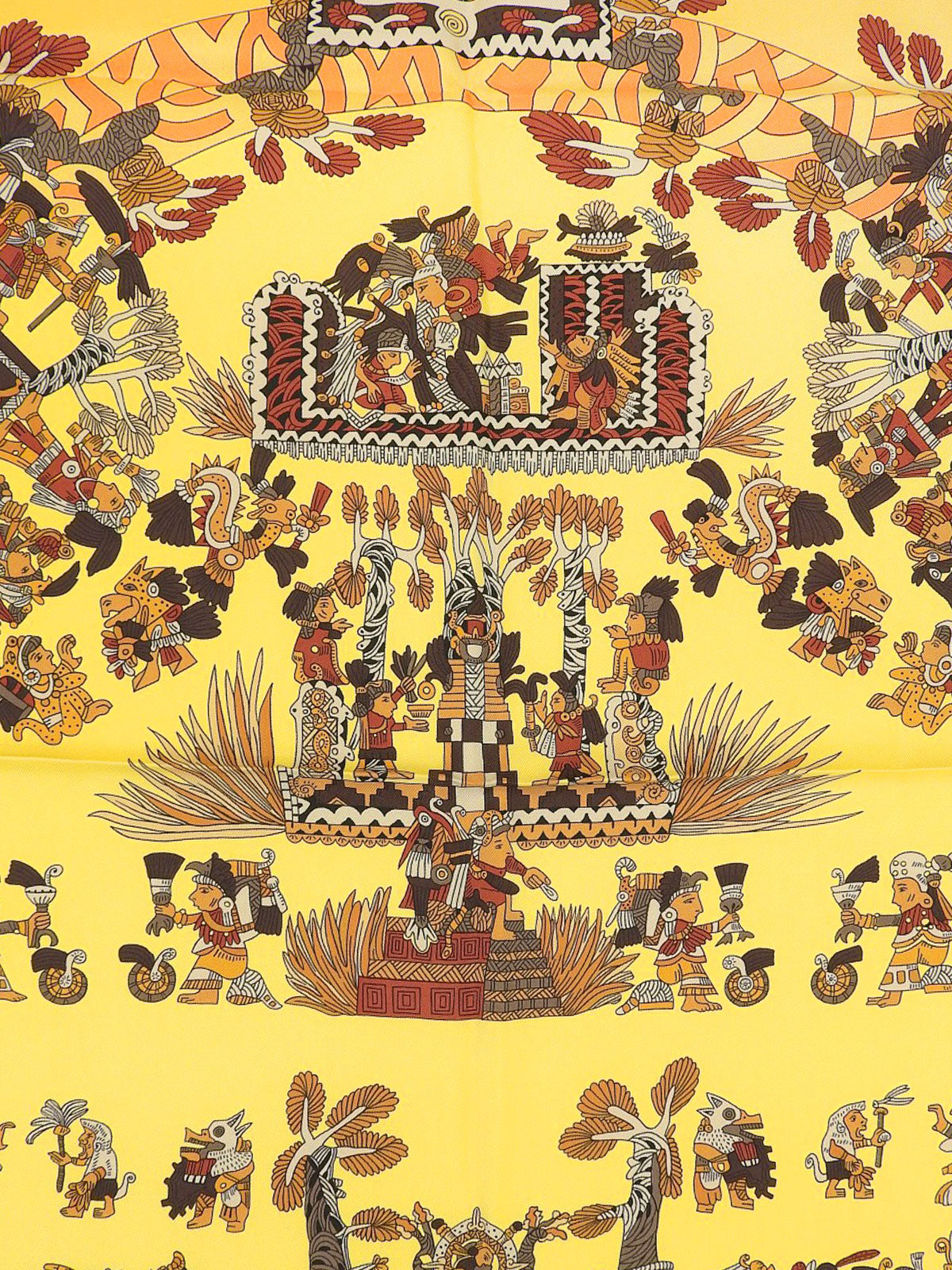 カレ90 Astres Et Soleilsパターンスカーフ イエロー/マルチ