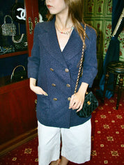 ツイードCCマークステッチジャケット　ネイビー