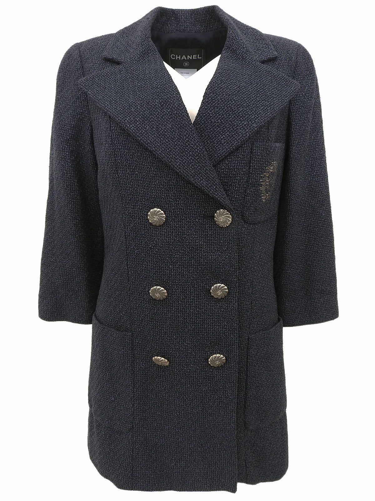 ツイードCCマークステッチジャケット　ネイビー