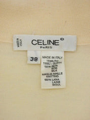 Wool and silk combination logo pattern long sleeve top in cream