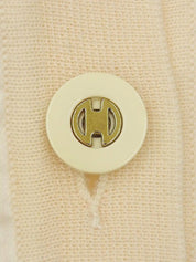 Wool and silk combination logo pattern long sleeve top in cream