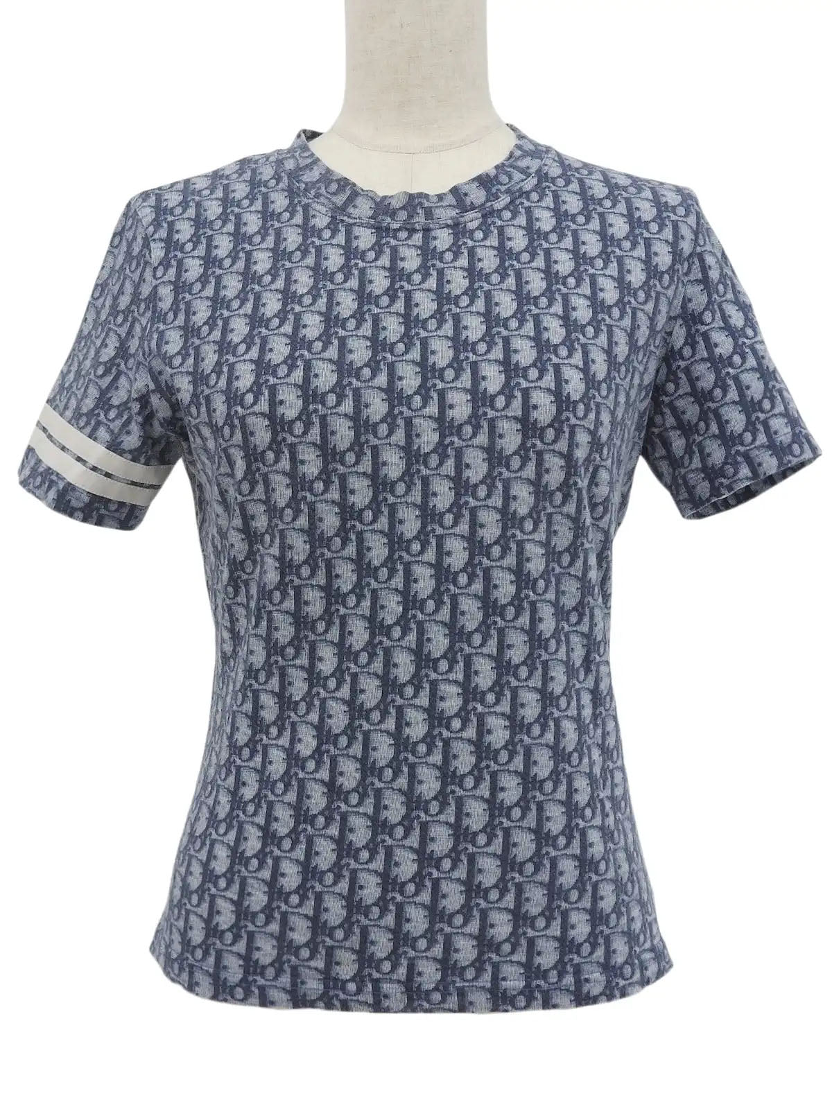 Trotter Pattern Half Sleeve Top in Navy/White