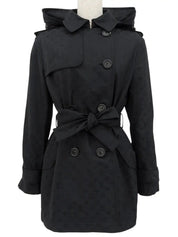 Monogram Pattern Short Trench Coat in Black