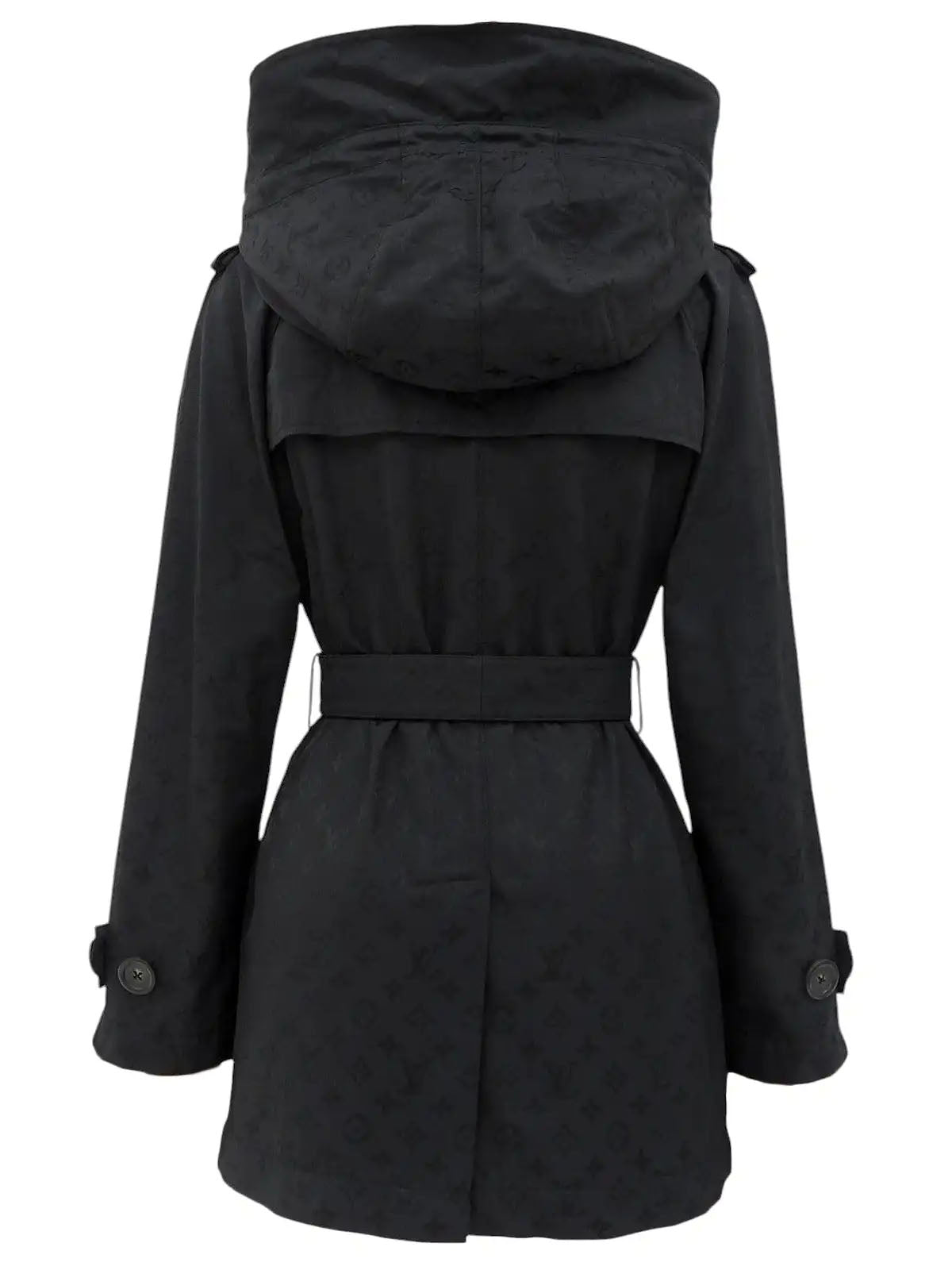 Monogram Pattern Short Trench Coat in Black