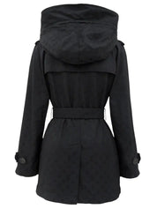 Monogram Pattern Short Trench Coat in Black