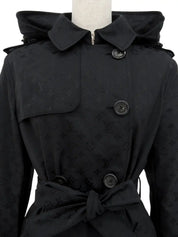 Monogram Pattern Short Trench Coat in Black