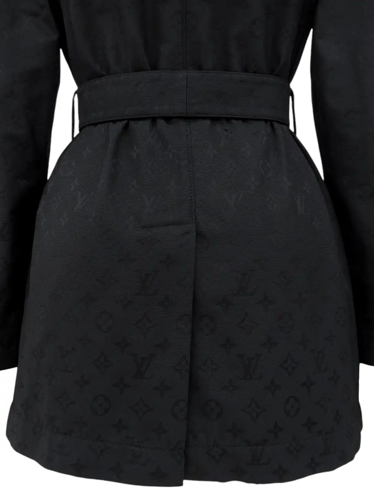 Monogram Pattern Short Trench Coat in Black