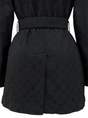 Monogram Pattern Short Trench Coat in Black
