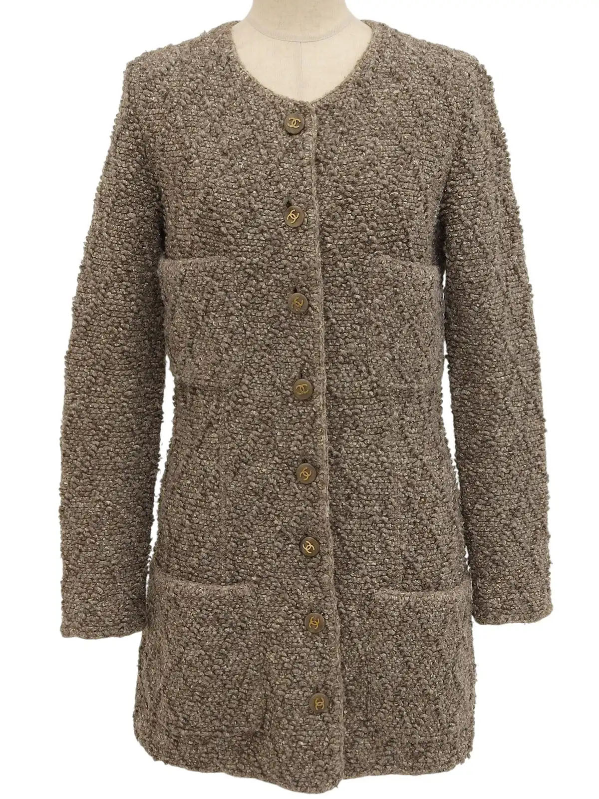 1993年製　CCマークボタンウールコート　アイボリー/マルチ