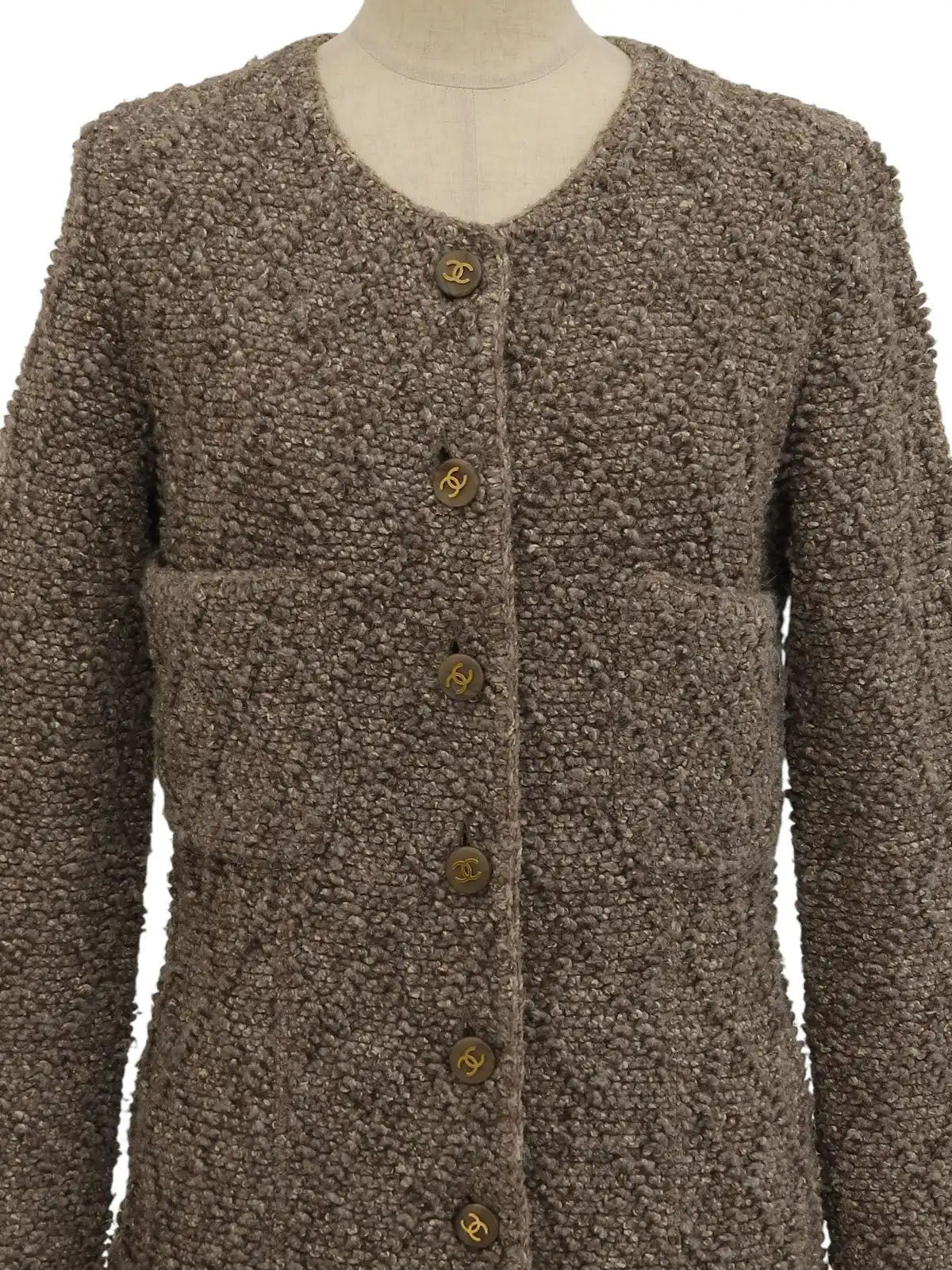 1993年製　CCマークボタンウールコート　アイボリー/マルチ