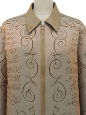 Multi-motif logo zip-up reversible blouson in bronze