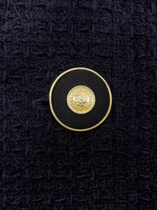 2001 wool collarless button-down set, navy