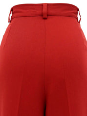 Logo Button Tapered Pants Red