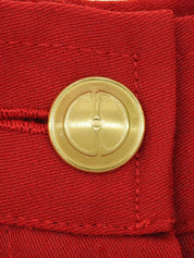 Logo Button Tapered Pants Red