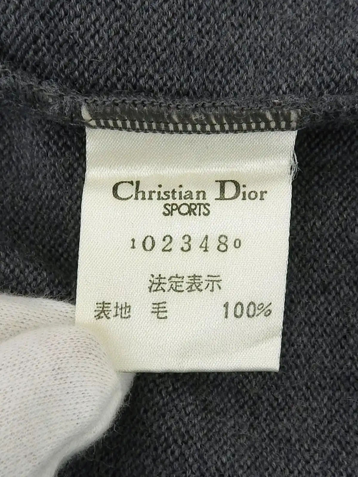 ロゴ刺繍長袖ニットトップス グレー