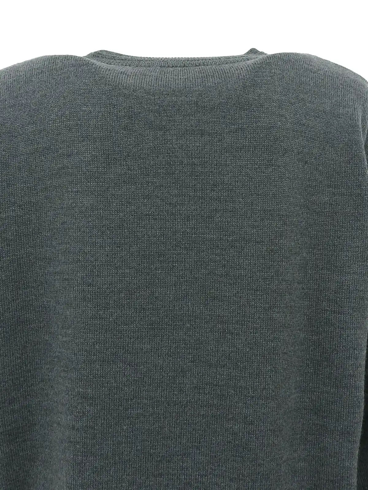 ロゴ刺繍長袖ニットトップス グレー