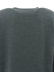 ロゴ刺繍長袖ニットトップス グレー