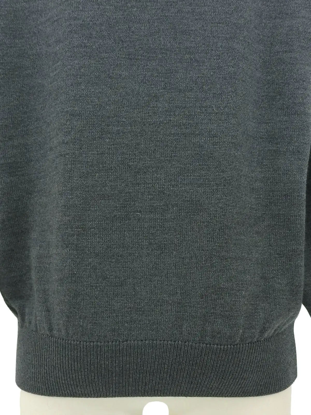 ロゴ刺繍長袖ニットトップス グレー