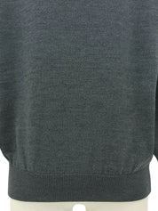 ロゴ刺繍長袖ニットトップス グレー