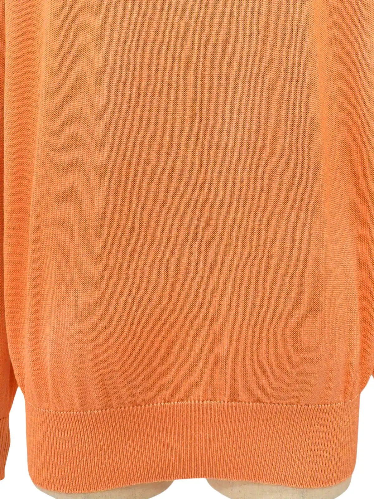 ロゴ刺繍長袖ニットトップス コーラルオレンジ