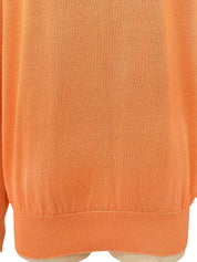 ロゴ刺繍長袖ニットトップス コーラルオレンジ