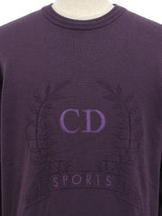 Purple logo embroidered long sleeve knit top