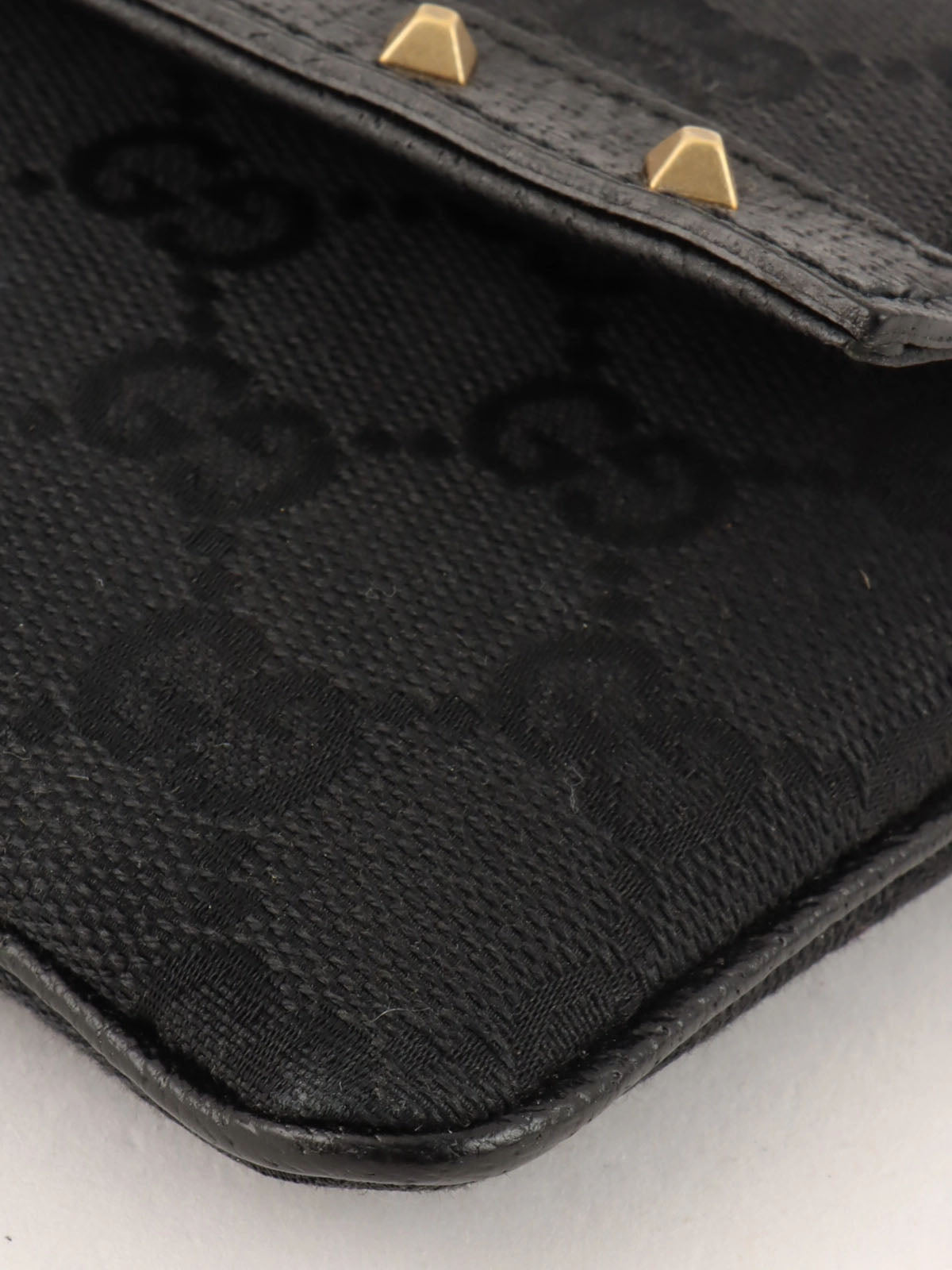 Canvas GG Pattern Studded Handbag in Black