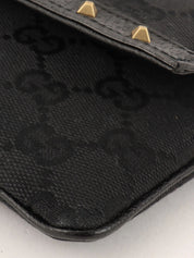 Canvas GG Pattern Studded Handbag in Black