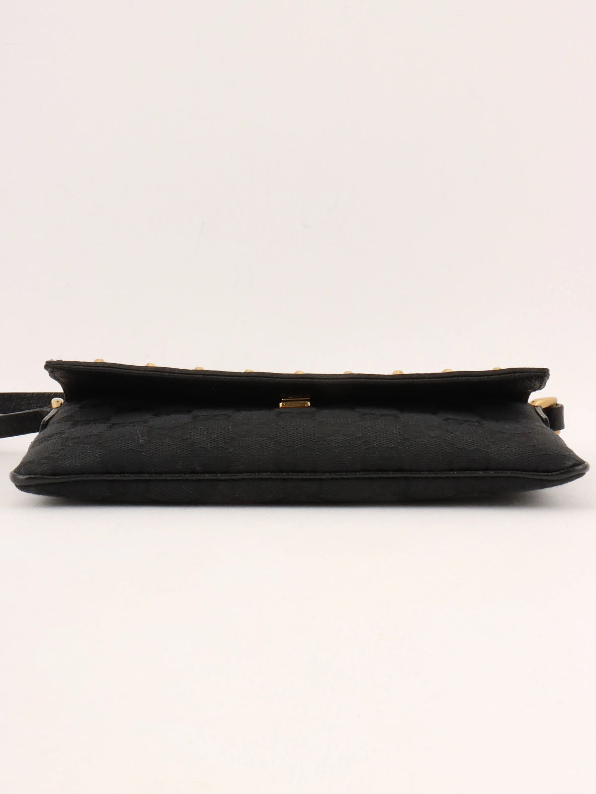 Canvas GG Pattern Studded Handbag in Black