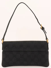Canvas GG Pattern Studded Handbag in Black